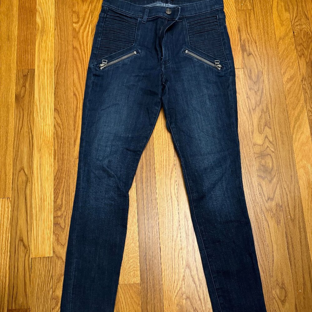 Express High-waisted stretch jeans with zipper and stitching detail